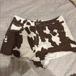 Cow Print Jean Shorts